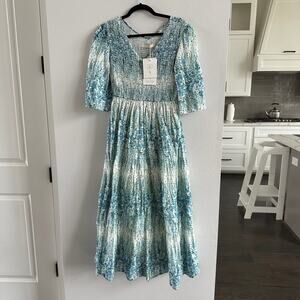 Christy Dawn The Basil Tiered Floral Maxi Dress Morning Gladiola Size Small New